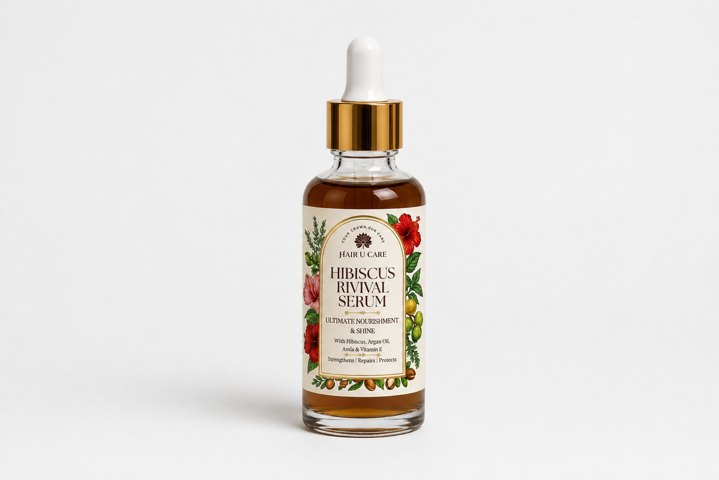 Hibiscus Hair Serum with Argan Oil, Amla & Vitamin E – Nourishing Hair Serum for Smooth, Shiny & Frizz-Free Hair
