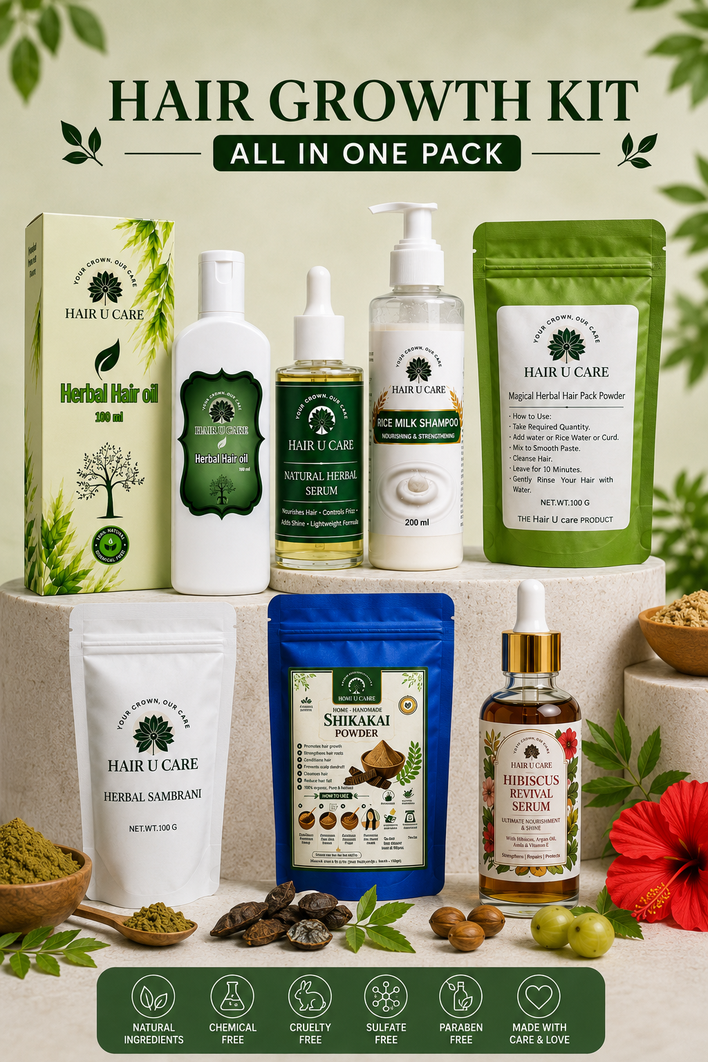 Herbal Hair Care Kit - Hair Growth Kit - Combo Pack